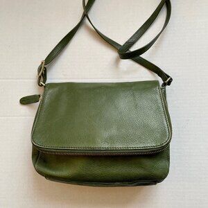 Margot NYC Green Leather Foldover Crossbody Bag